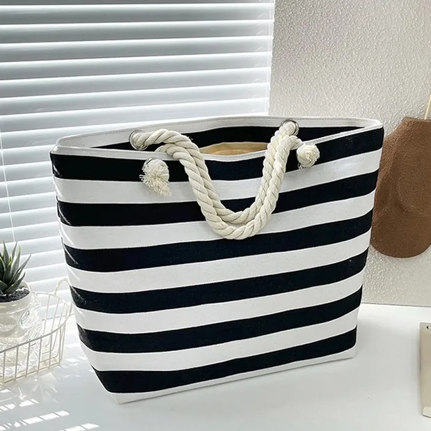 Bolsa de praia feminina com alça de corda