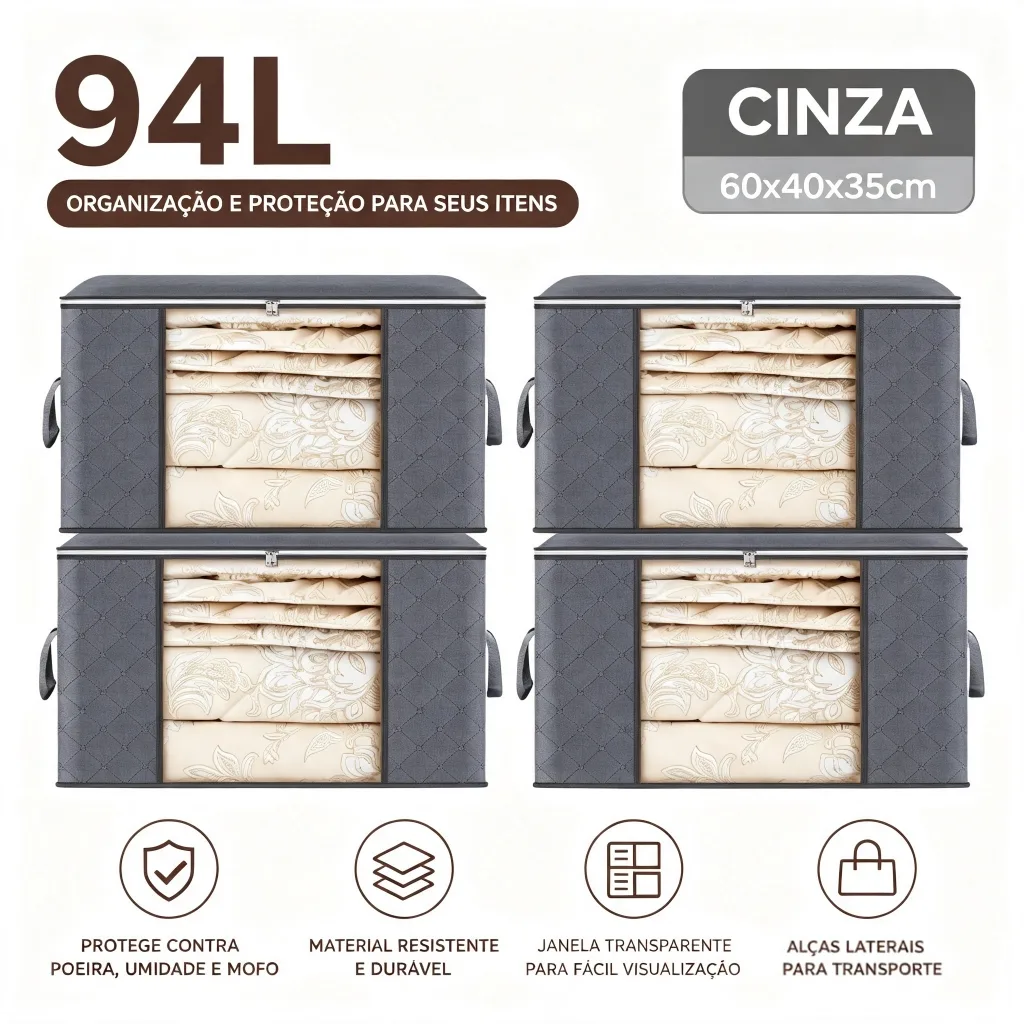 Caixa organizadora Wardrobe de 90 L com tampa