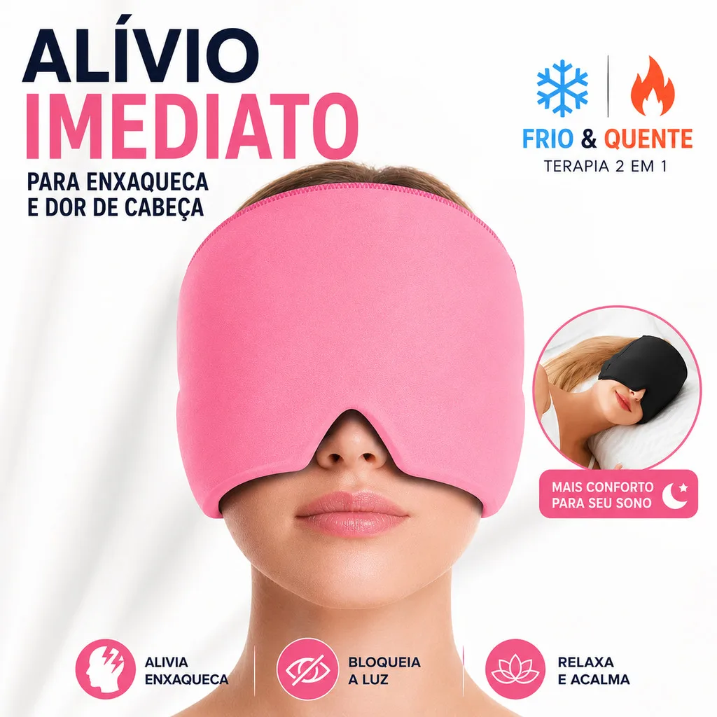 Touca Para Enxaqueca Gel Frio Quente Máscara Anti Luz