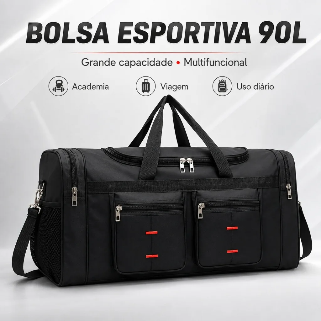 Bolsa de viagem grande em nylon com 90 litros