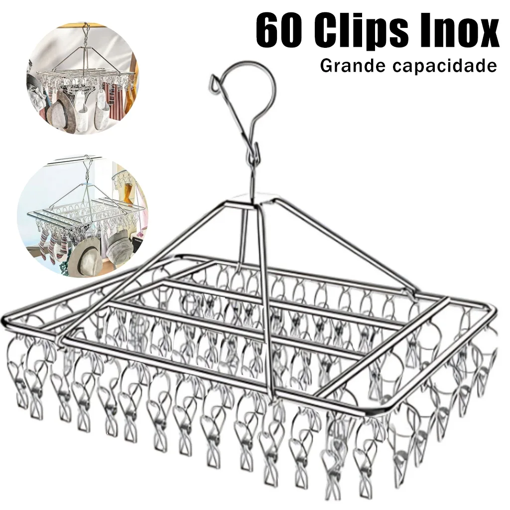 Varal dobrável de inox para roupas
