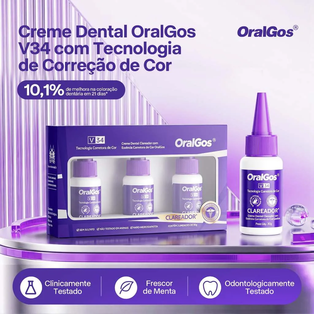 Pasta de dente OralGos V34 com três tubos