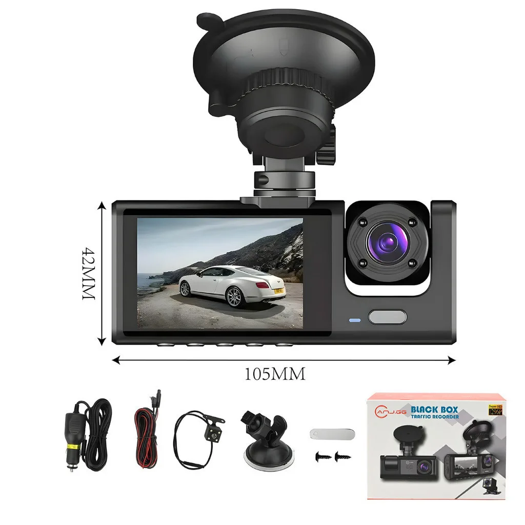 Câmera Veicular Full HD 1080p 3 Lentes