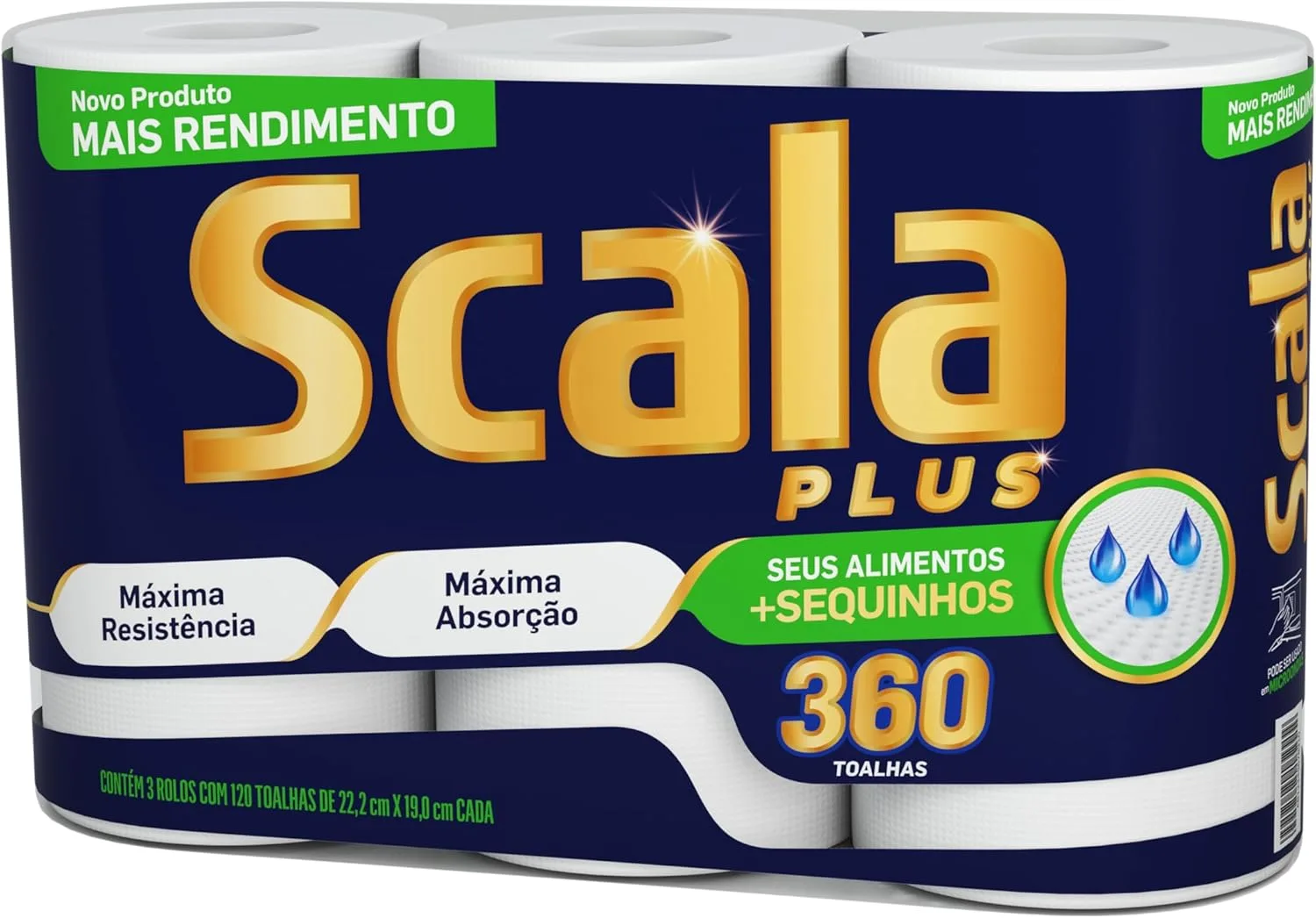 Papel-toalha Mega Scala Plus com 360 toalhas