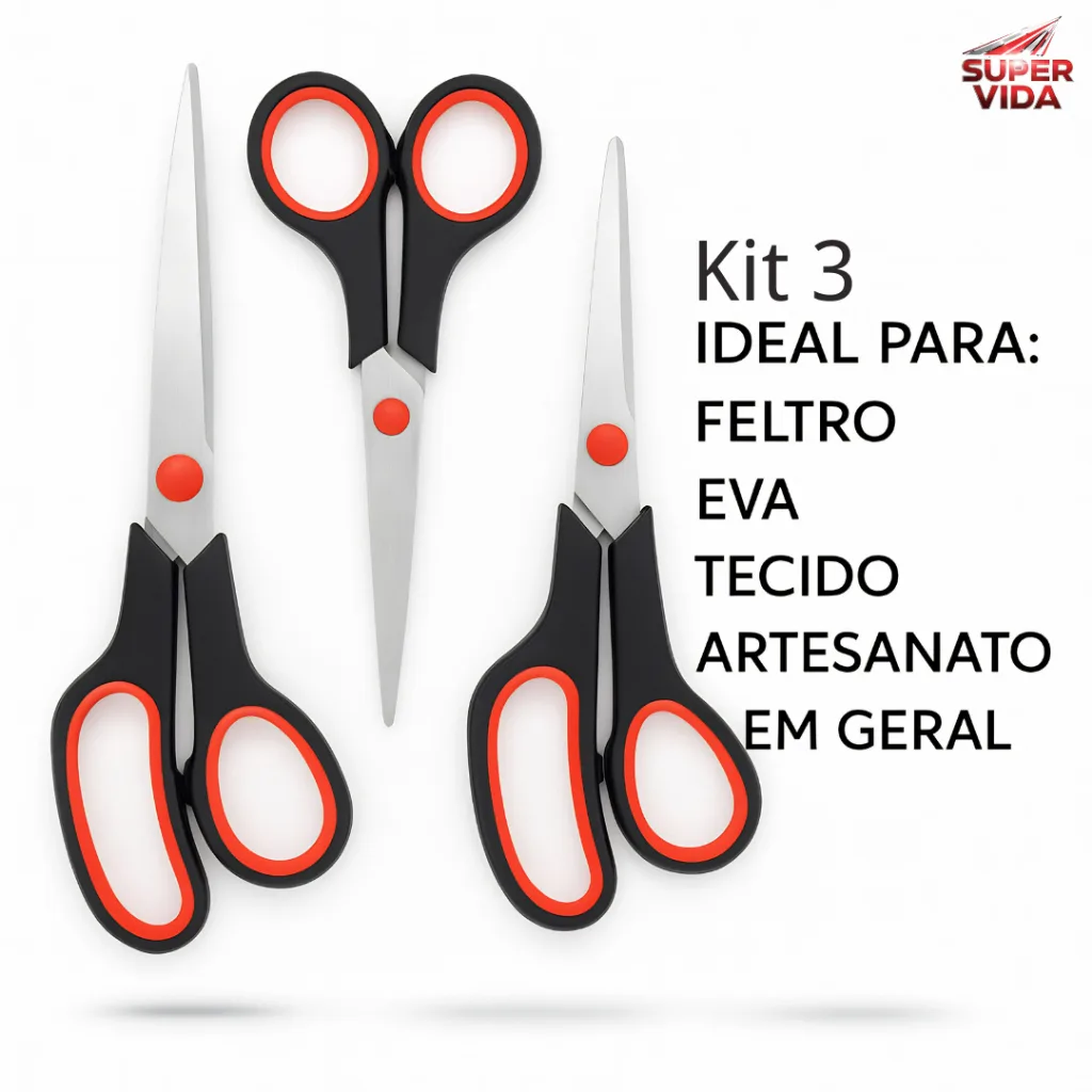 Kit com três tesouras Luatek para costura