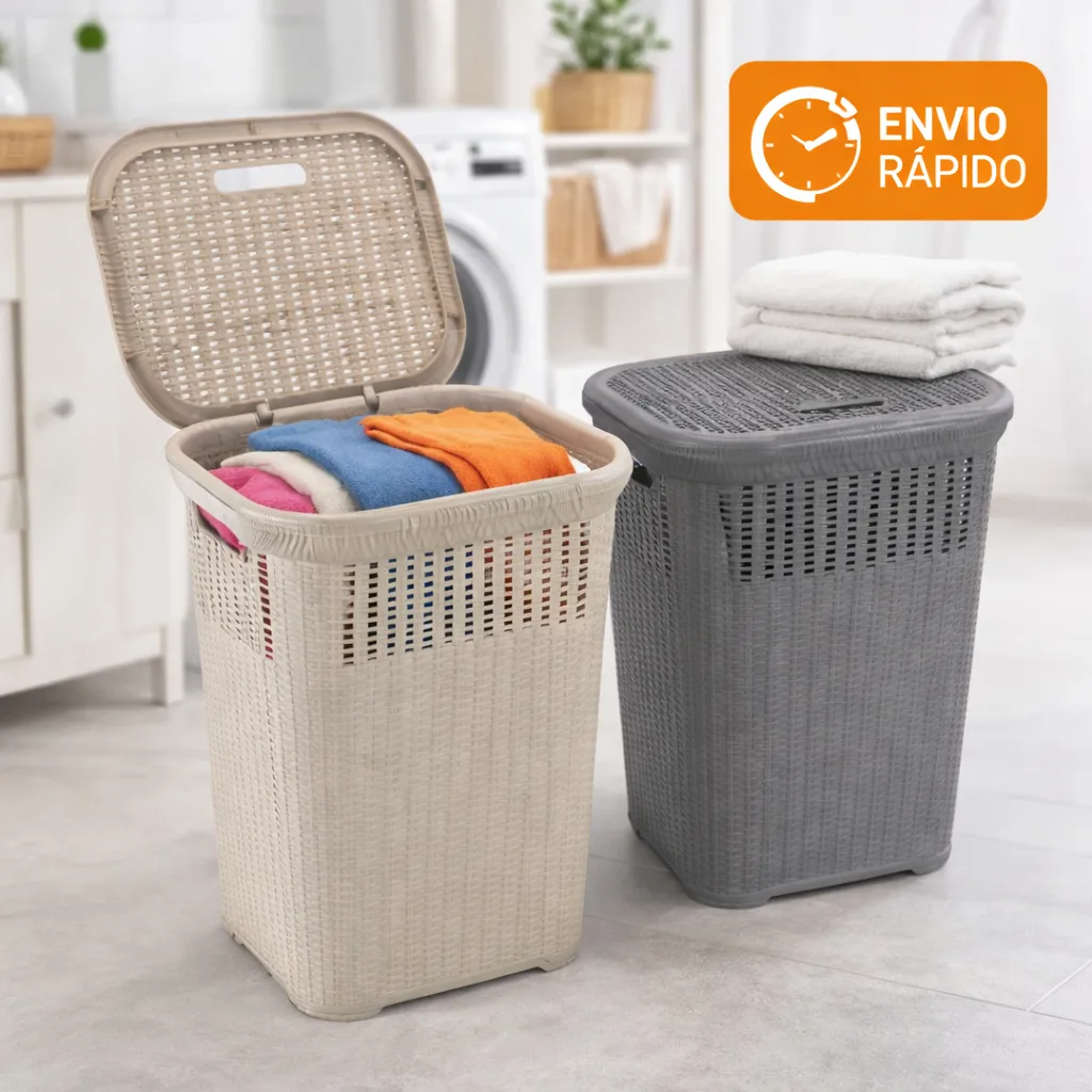 Cesto de roupa em rattan de 50 L
