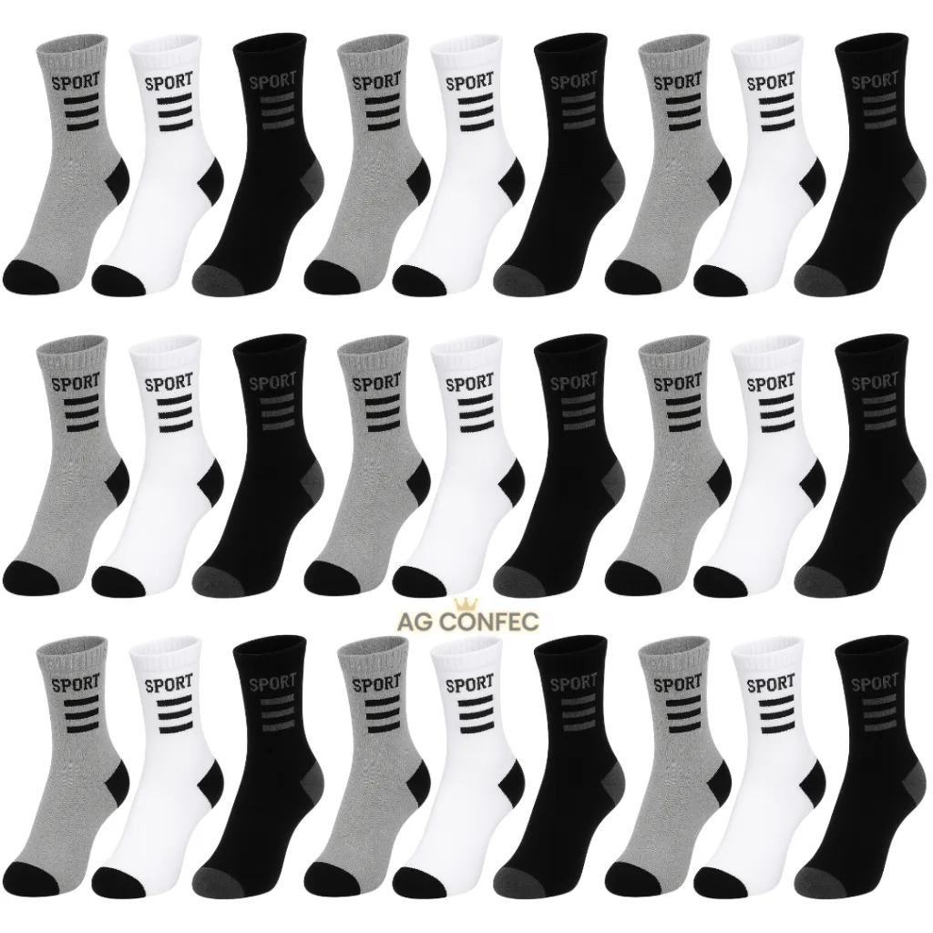 Kit com 24 pares de meias de algodão