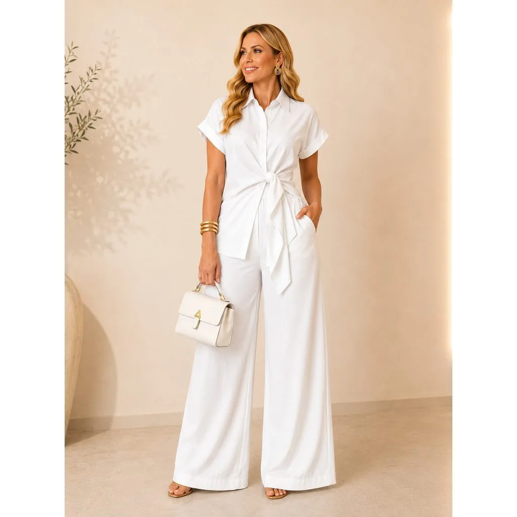 Conjunto feminino de alfaiataria com calça