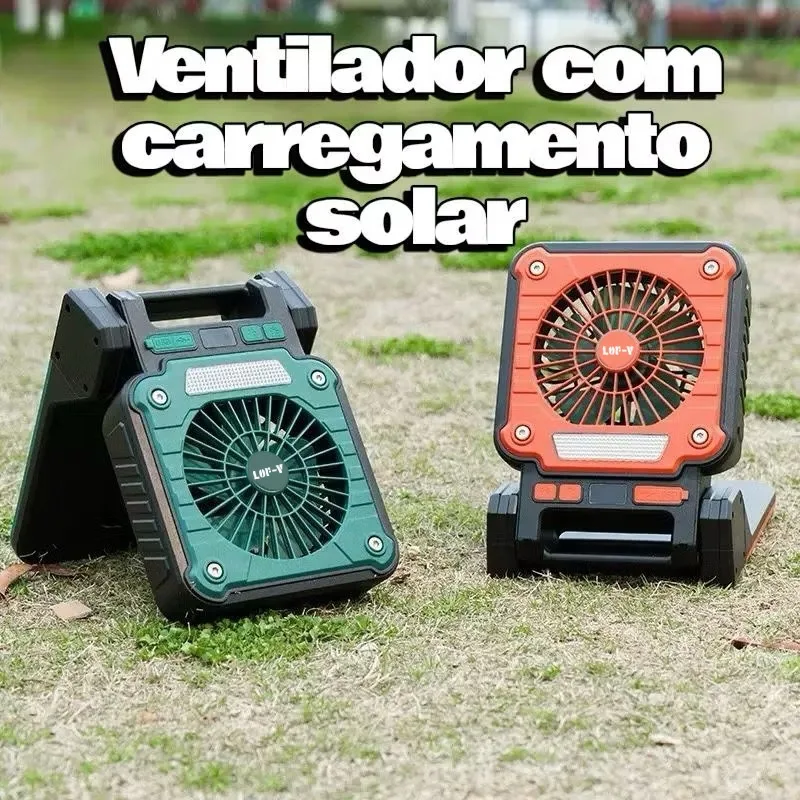 Ventilador portátil de acampamento com luz LED