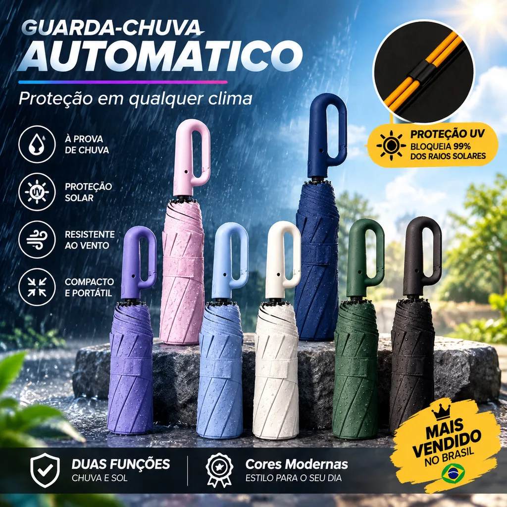 Guarda-chuva automático com proteção UV