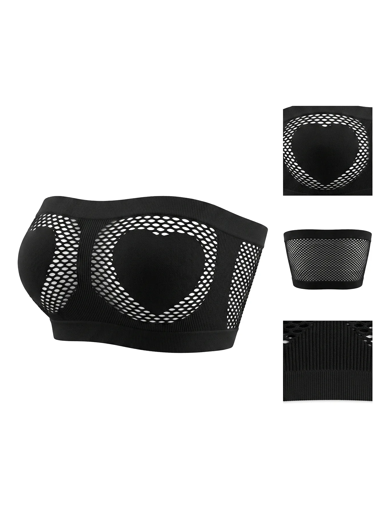 Sutiã bandeau feminino com recorte de coração