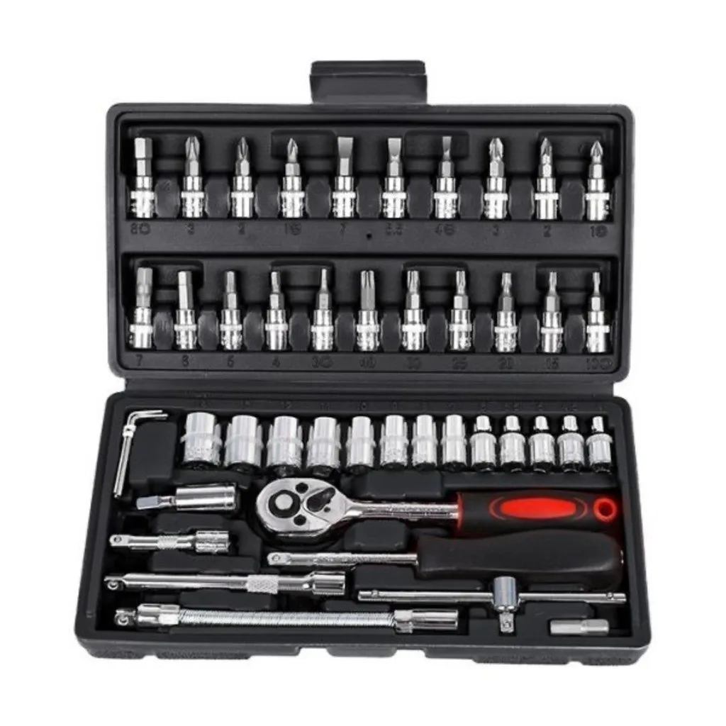 Kit de ferramentas com 46 peças e soquetes