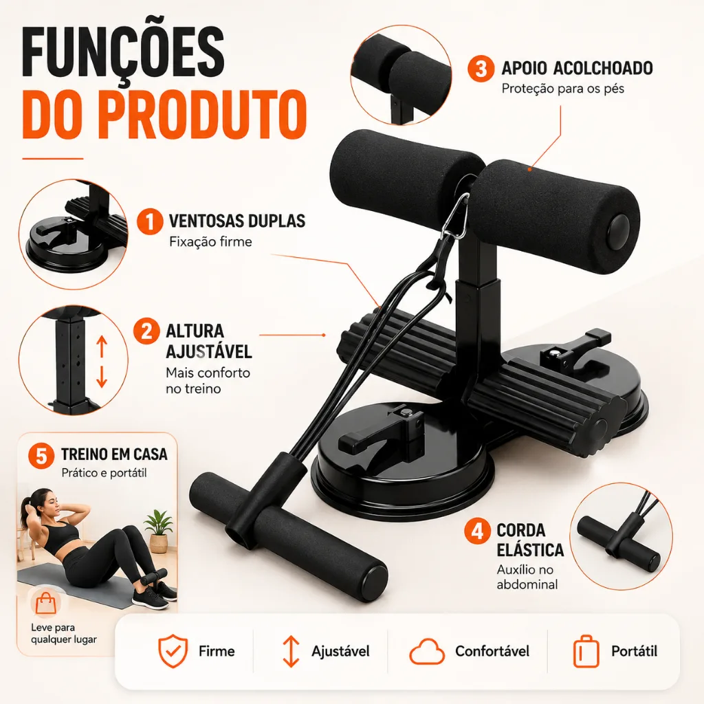 Aparelho abdominal com ventosa para treino em casa