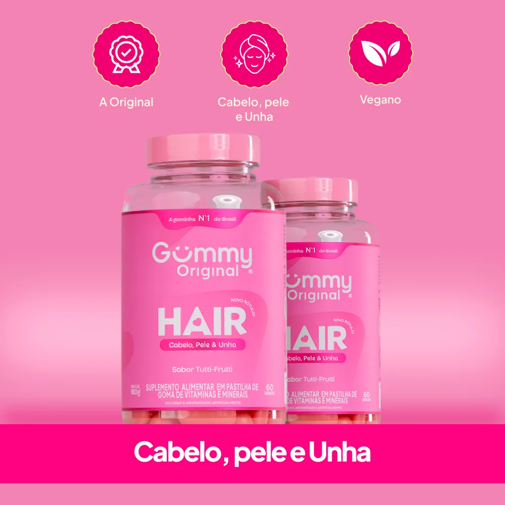 Kit com 2 gomas de vitaminas para cabelo e unhas