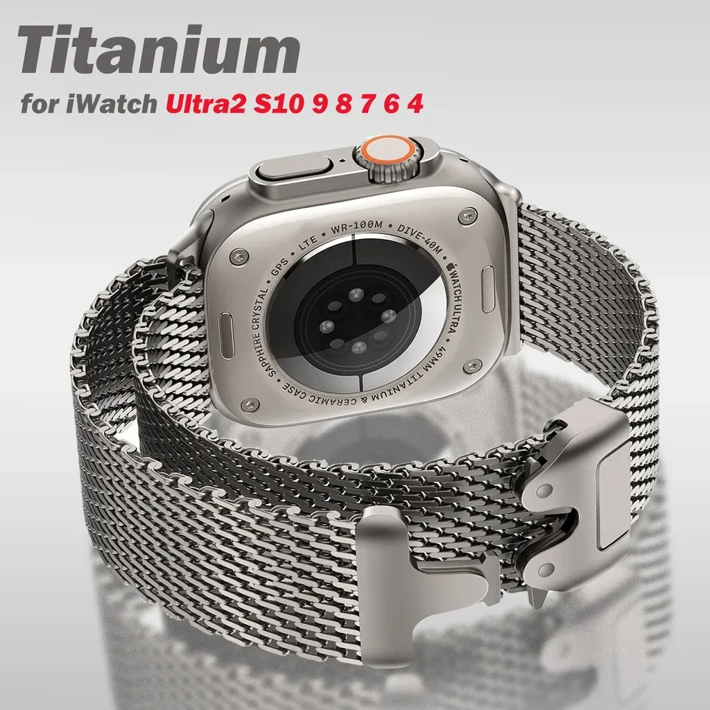 Pulseira milanesa de titânio para Apple Watch de 49 mm