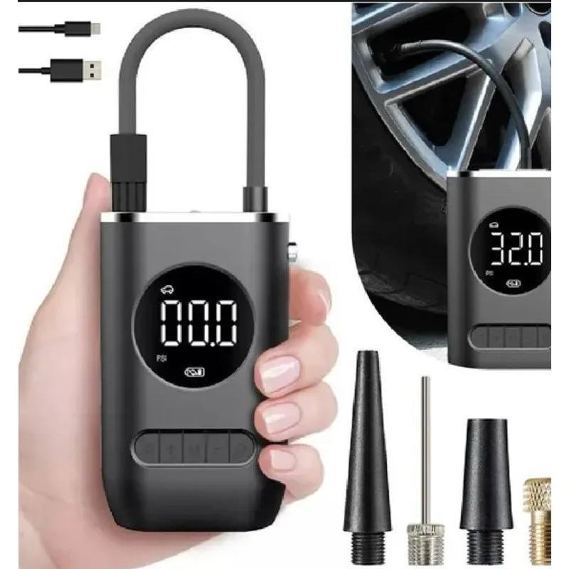 Mini Compressor de Ar Portátil Recarregável Digital USB
