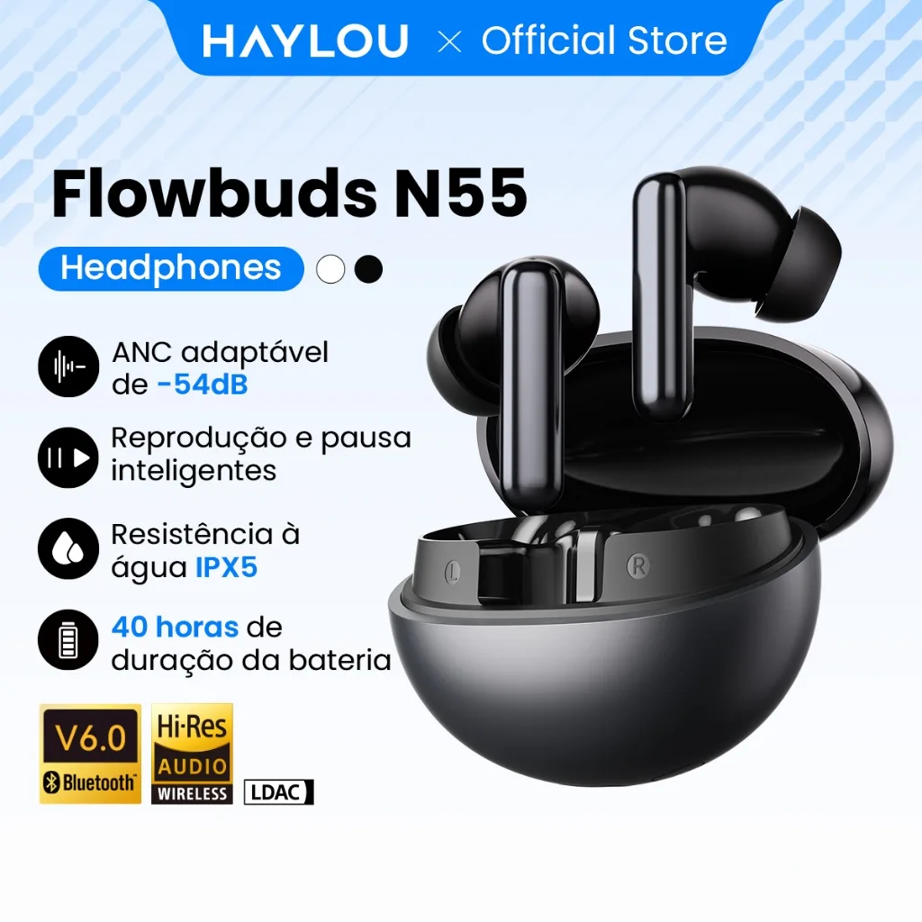 Fones sem fio Haylou Flowbuds N55 com ANC
