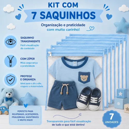 Kit com 7 organizadores para mala