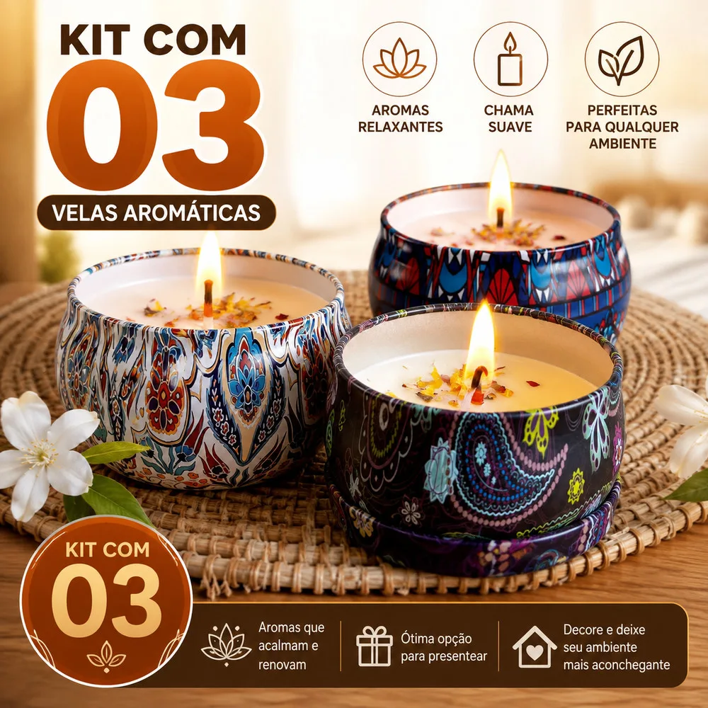 Vela aromática artesanal com fragrância variada