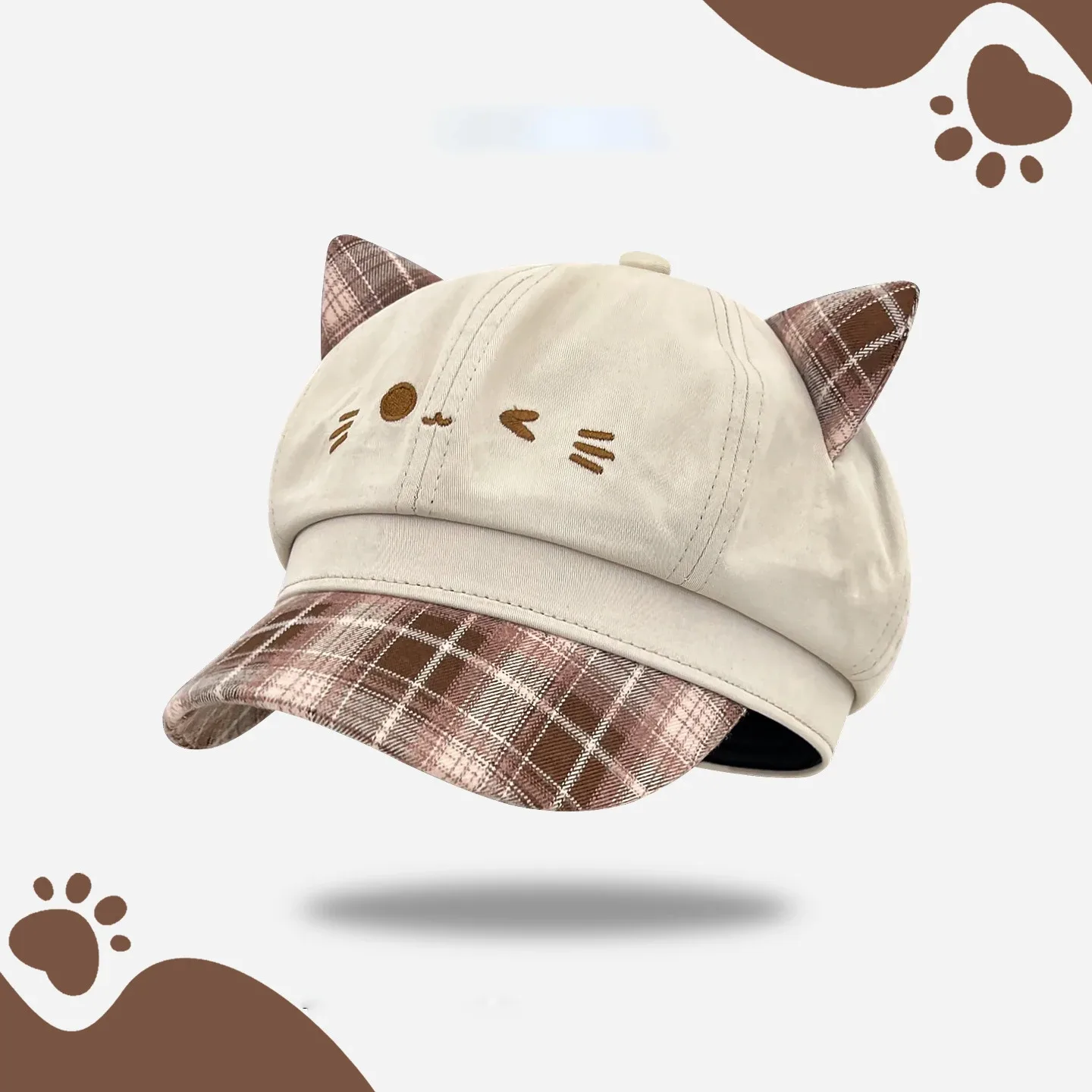 Boné de padeiro com orelhas de gato