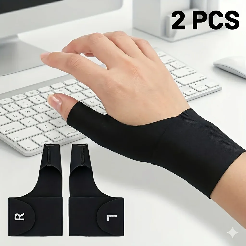 Pacote com 2 munhequeiras com suporte para polegar