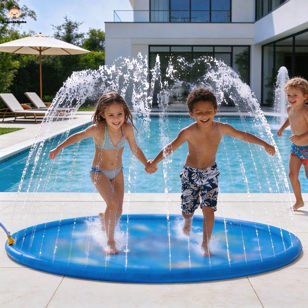 Tapete infantil inflável com pulverizador