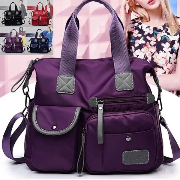 Bolsa transversal feminina de nylon