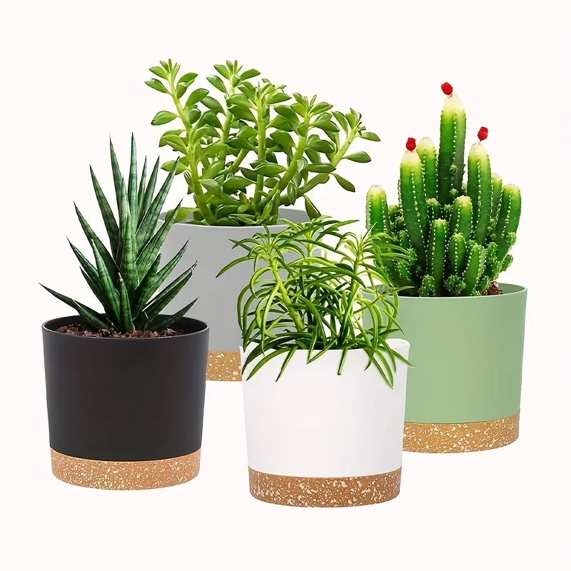 Conjunto com 4 vasos redondos para flores