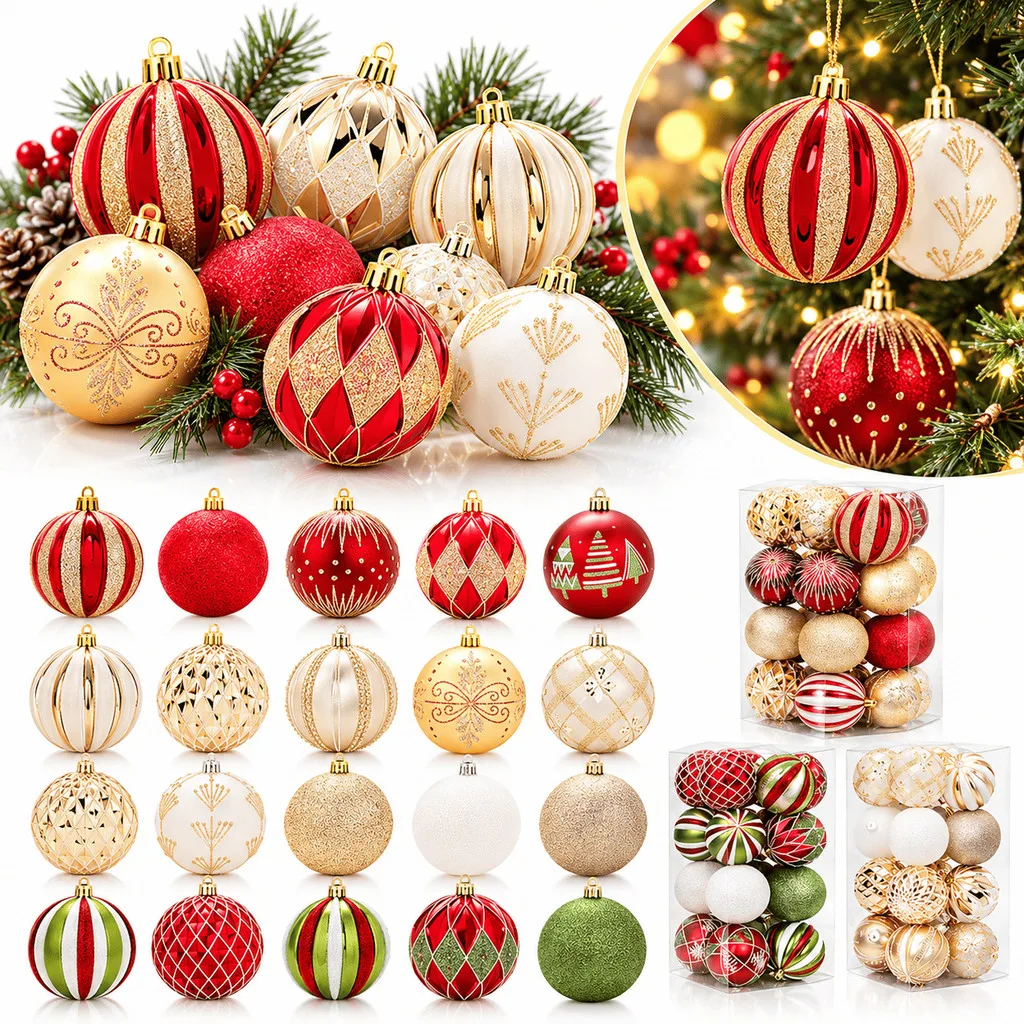Kit com 16 bolas champanhe para árvore de Natal