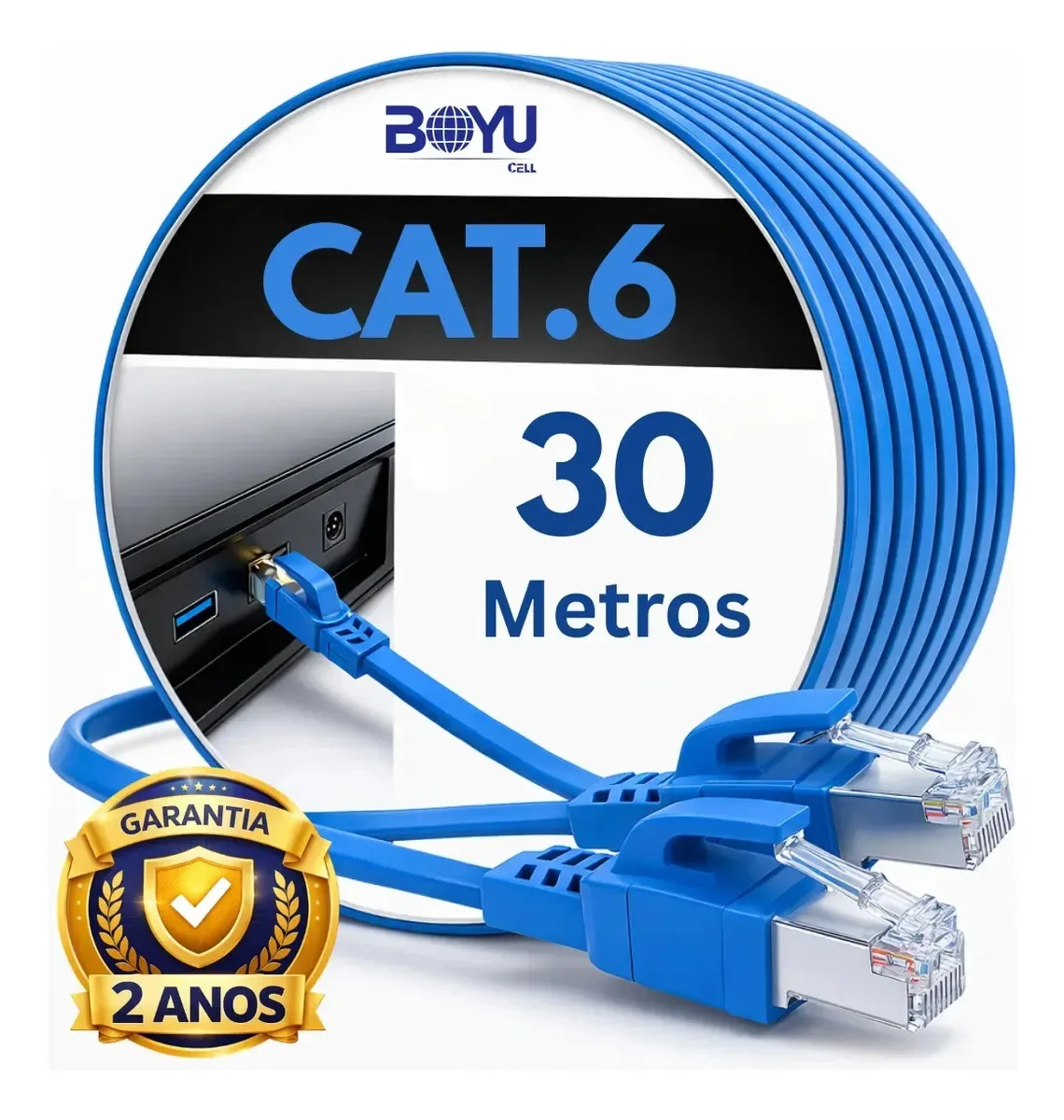 Cabo de rede Cat6 Boyu Cell de 30 metros