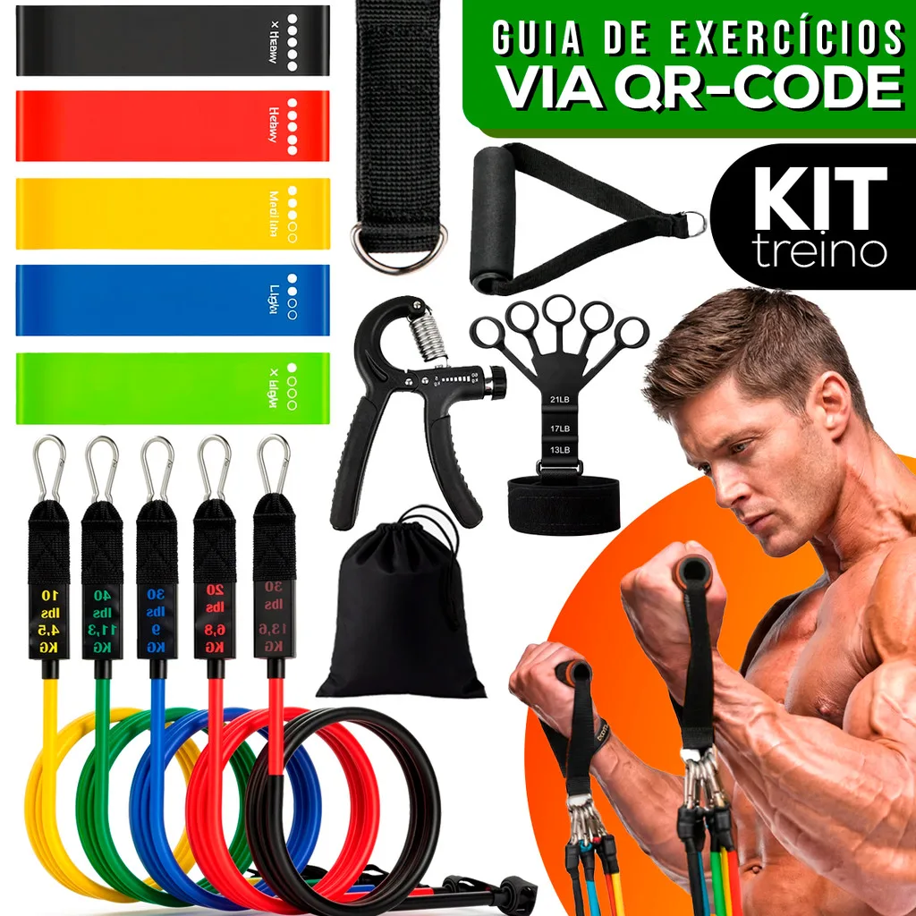 Kit de treino em casa com elásticos