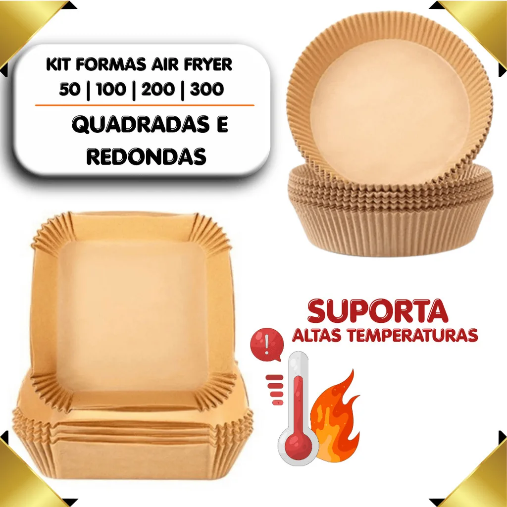 Kit 50 a 300 Formas Descartável para Airfryer Antiaderente