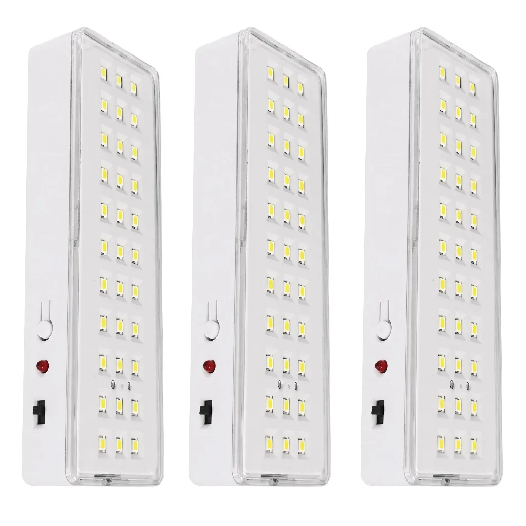 Kit com 3 luminárias de emergência LED