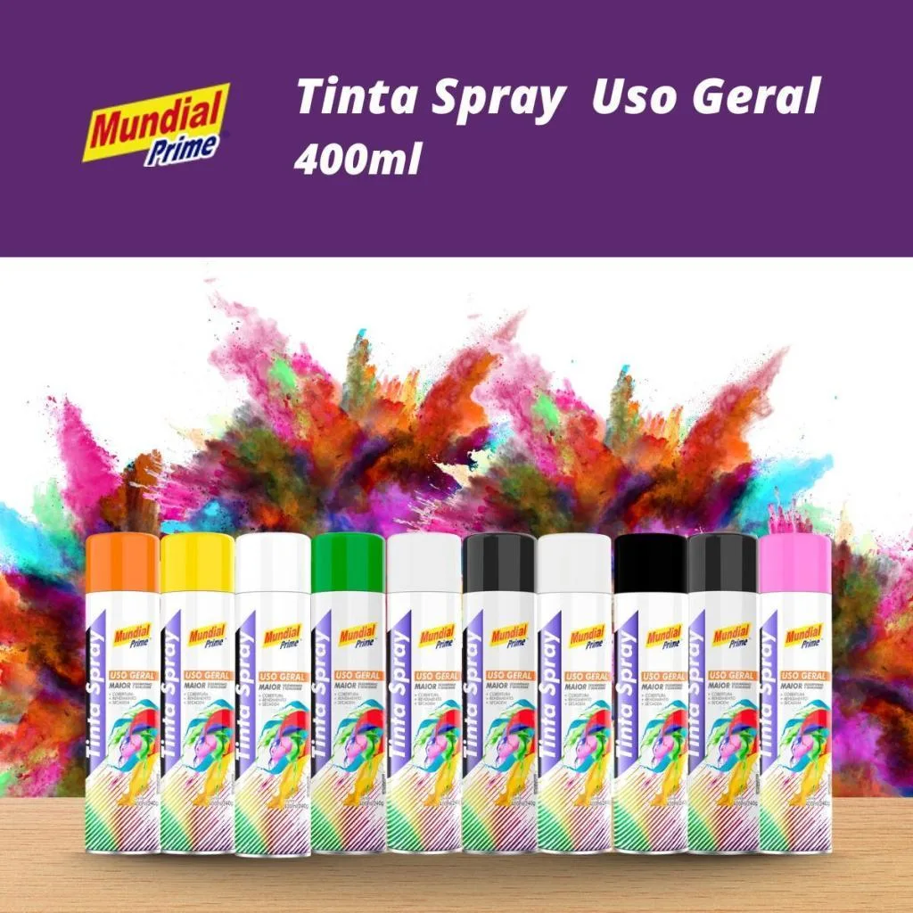 Tinta Spray 400ml Mundial Prime Uso Geral
