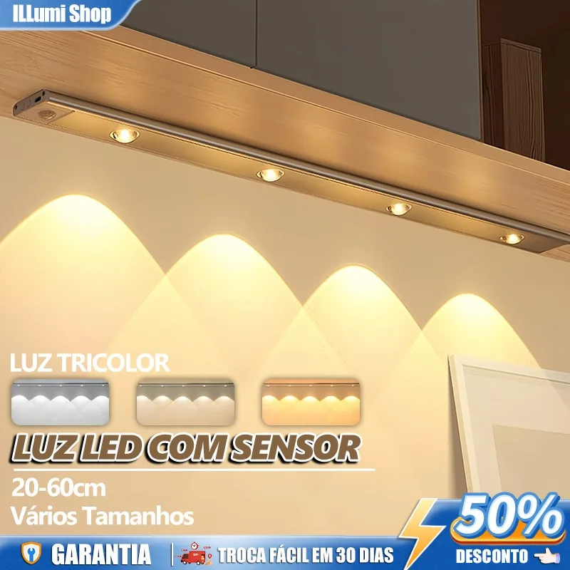 Luminária LED de 60 cm com sensor