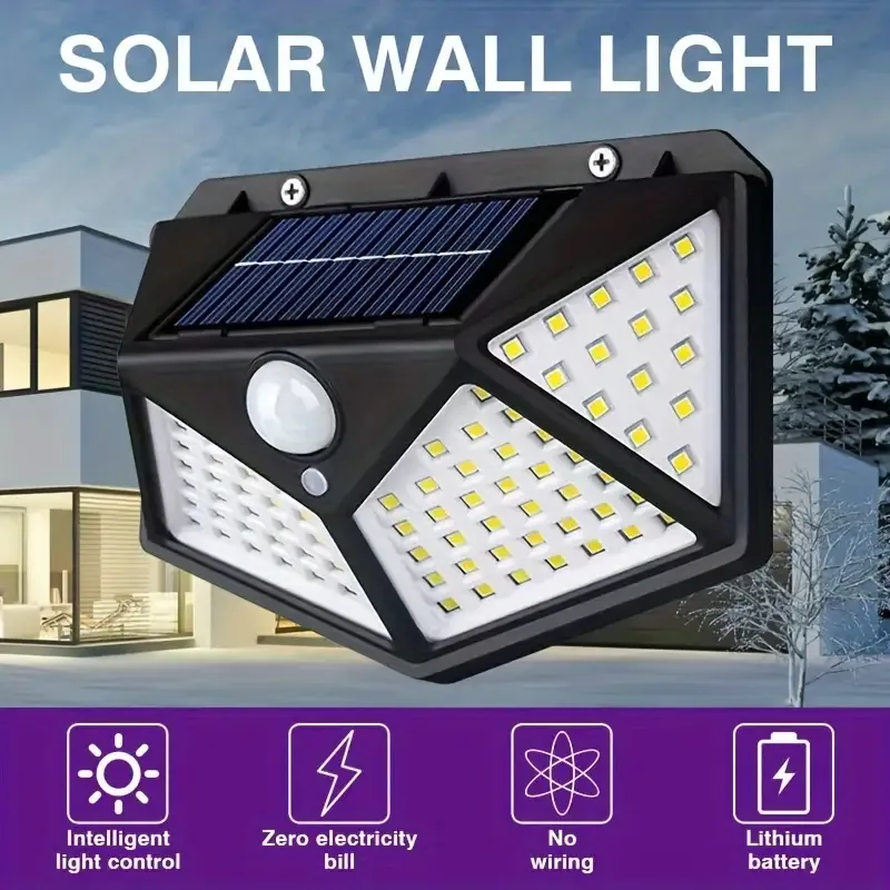 Kit com 2 luminárias solares externas de 100 LEDs