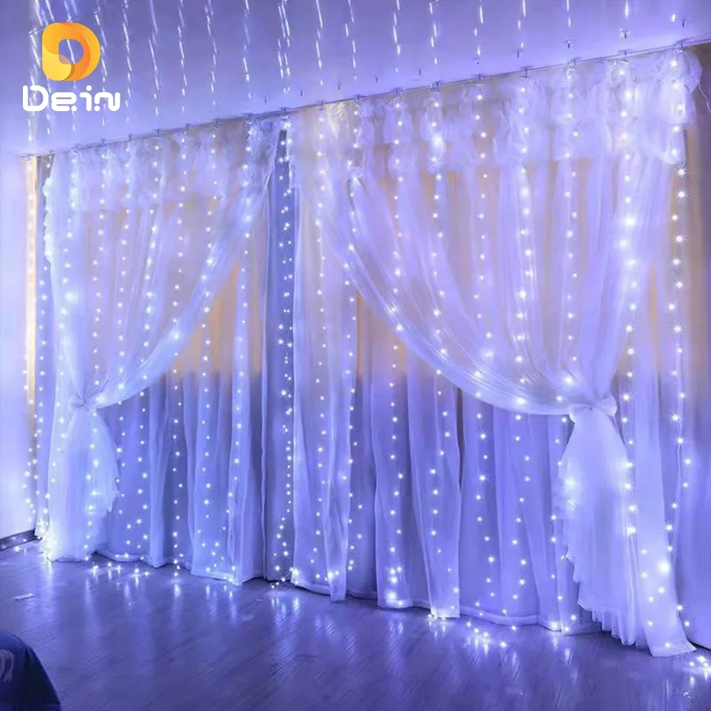 Cortina luminosa branca com 300 LEDs