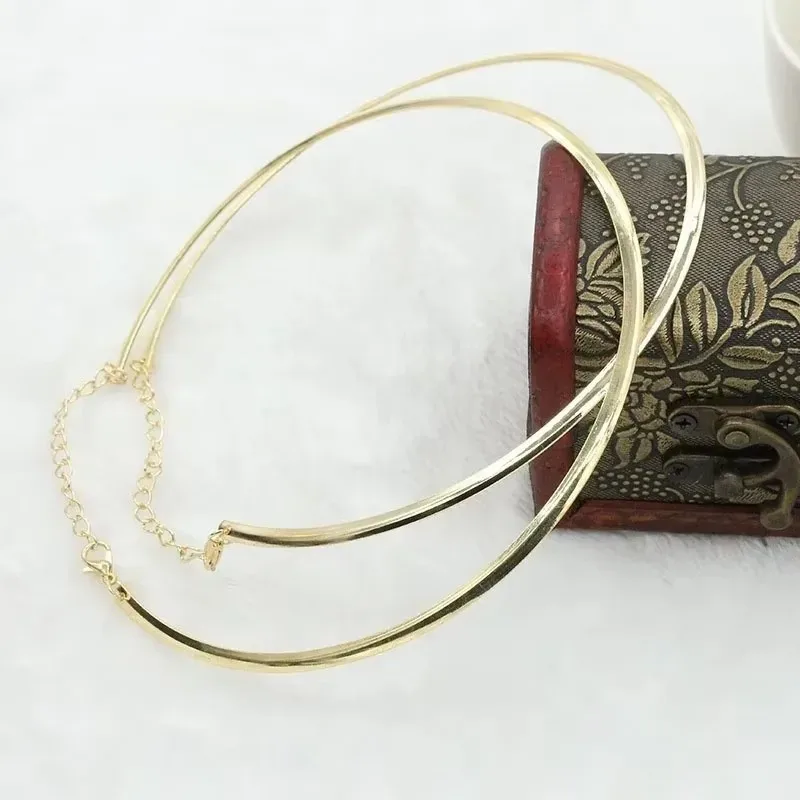 Colar choker de aço inoxidável com pingente circular