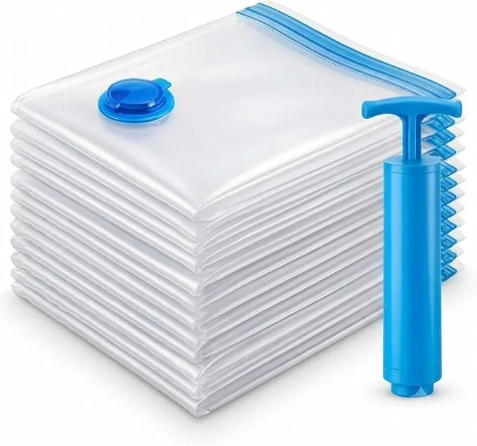 Kit com 10 sacos a vácuo e bomba manual