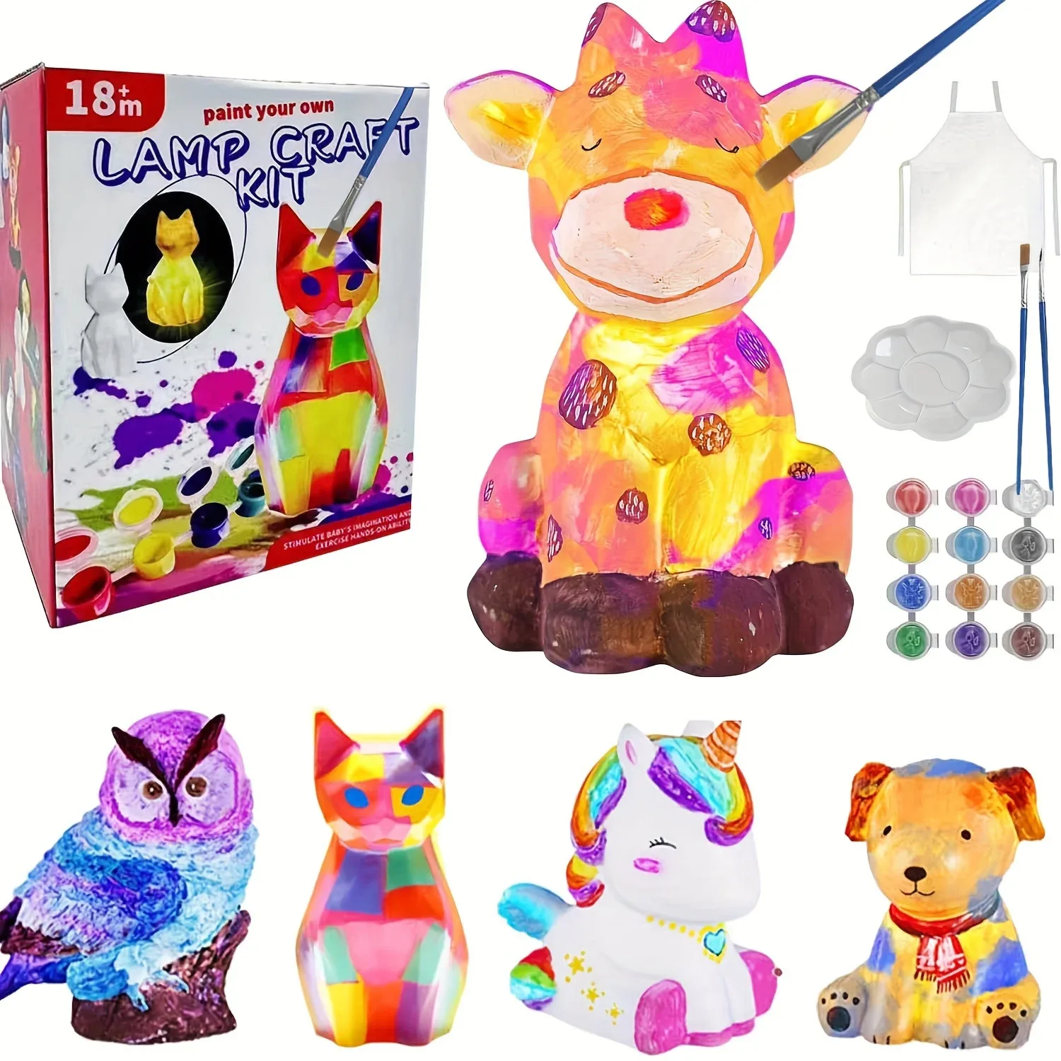 Kit de pintura infantil com luminária de unicórnio