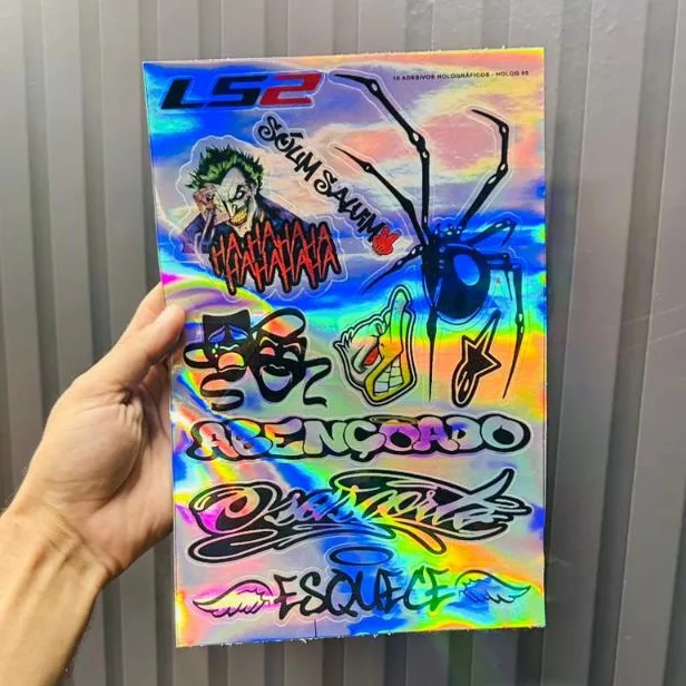 Kit com 10 adesivos holográficos decorativos