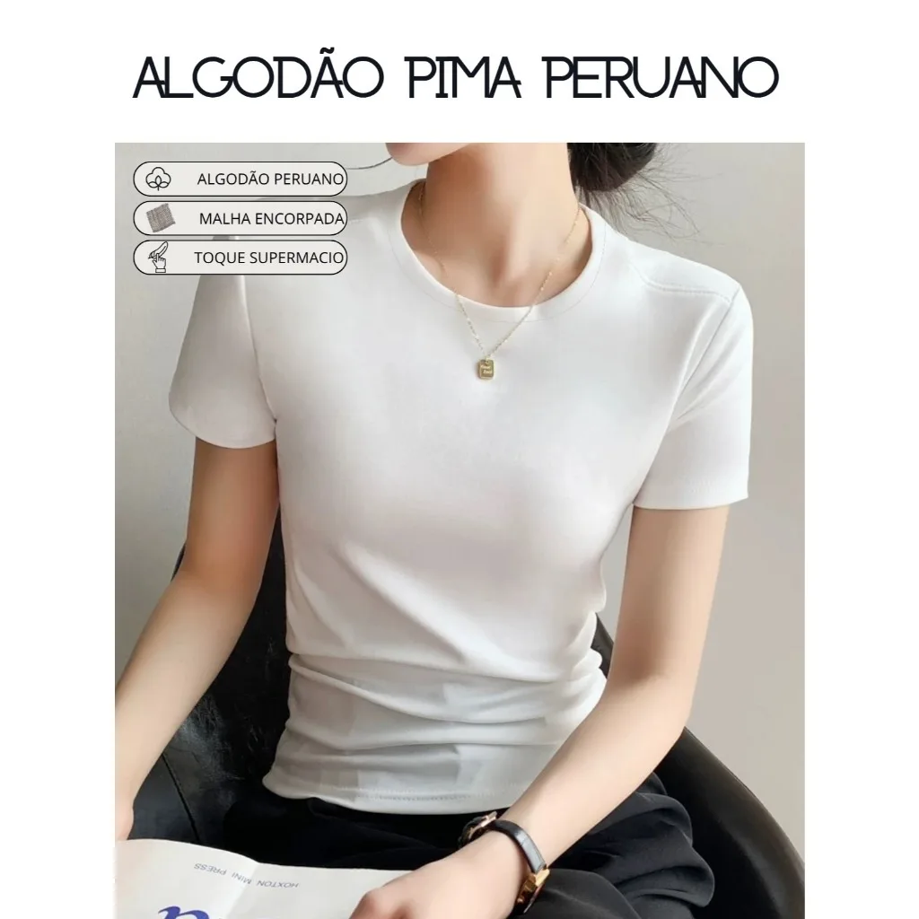 Camiseta básica de algodão Pima peruano