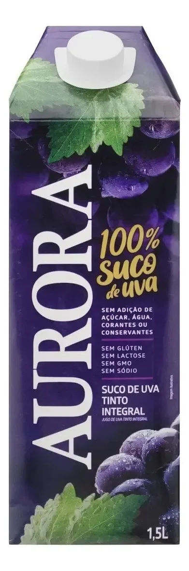 Suco de uva Aurora tinto integral de 1,5 litro