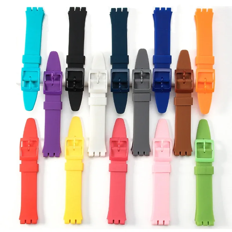Pulseira de silicone colorida para relógio Swatch