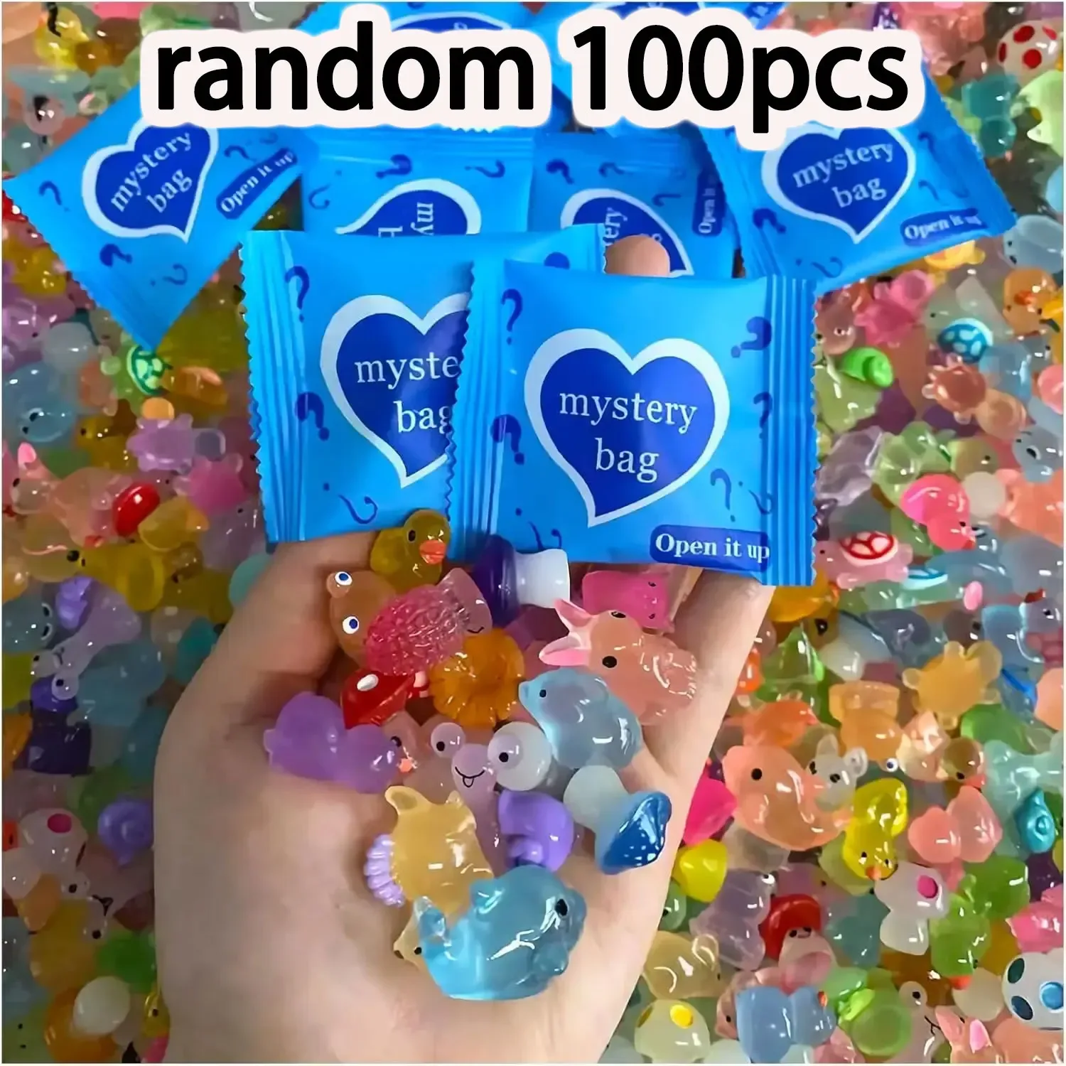 Caixa surpresa com 100 mini animais luminosos