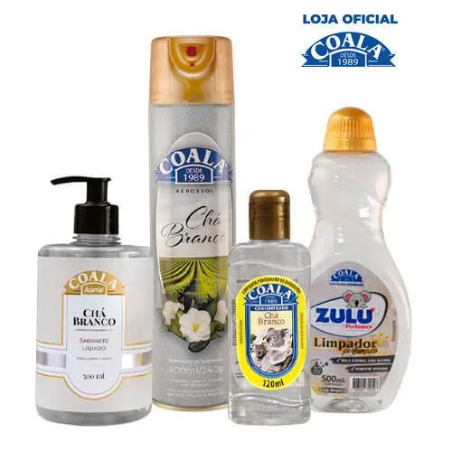 Kit de limpeza Coala e Zulu com perfume de chá branco