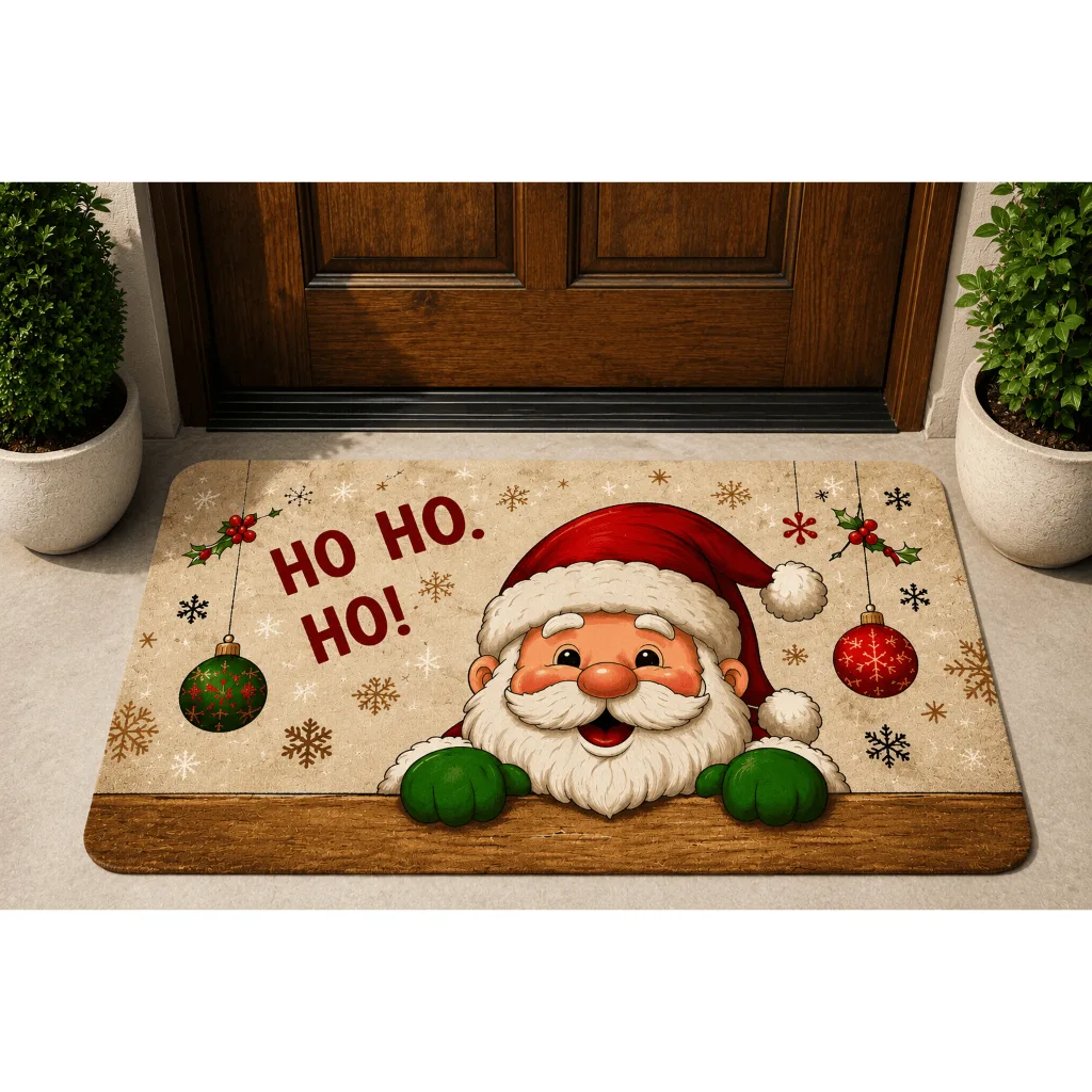 Tapete de entrada natalino com Papai Noel