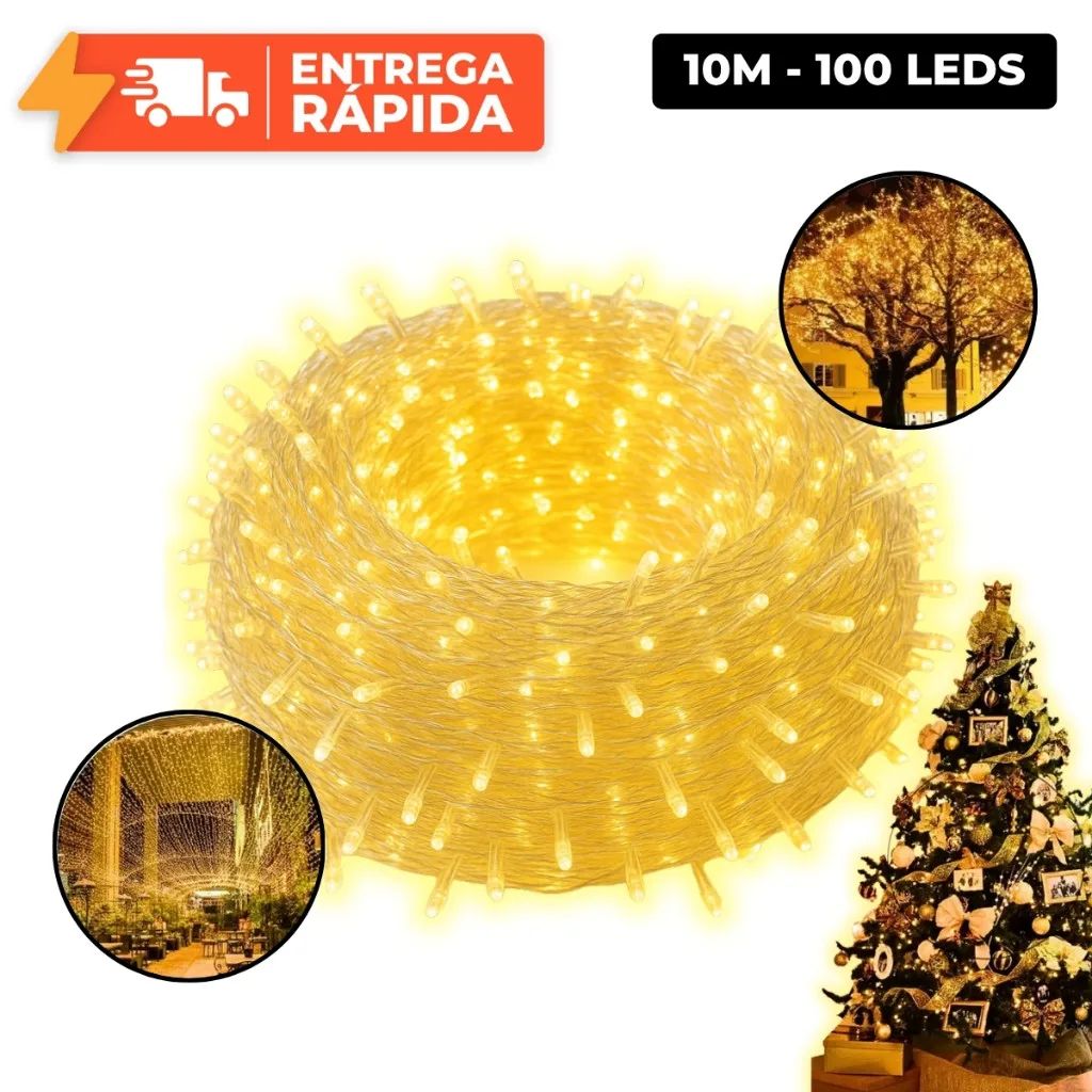 Pisca-pisca natalino com 100 LEDs