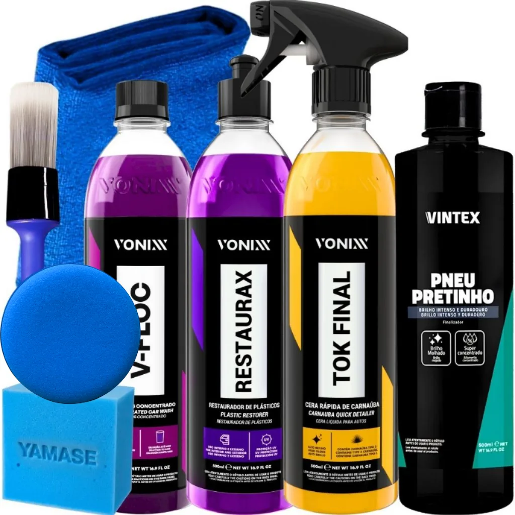 Kit automotivo Vonixx com shampoo e ceras