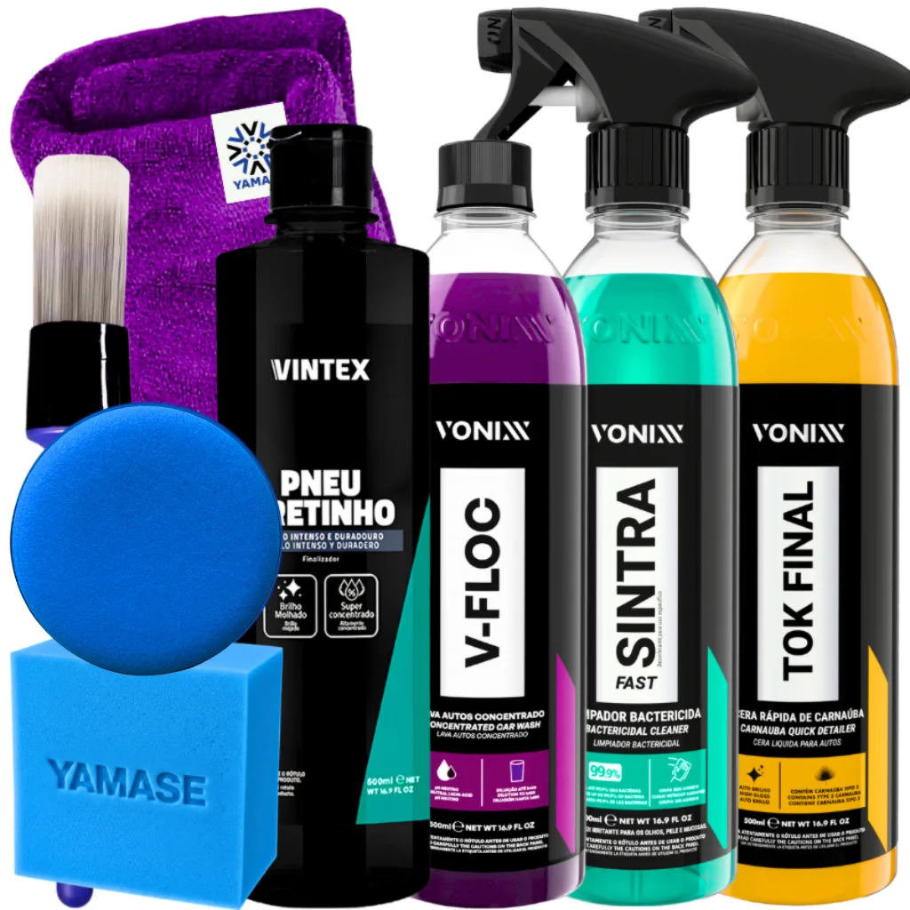 Kit de limpeza automotiva com shampoo e cera